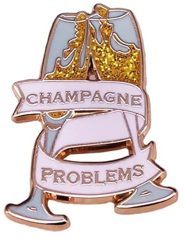 Champagne Problems Pin, Champagne Glasses Pin, 1.25 Inches Tall