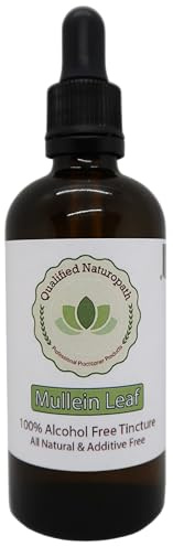 Mullein Leaf Herbal Tincture (Alcohol & Glycerin Free) – 110ml – in Glass Bottle with Rubber Pipette (x1)