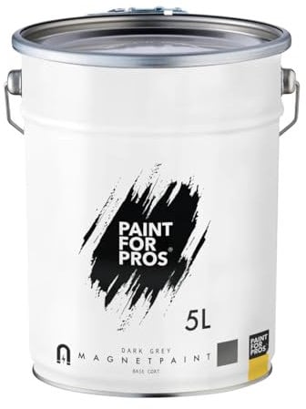 Paint For Pros - Dark Grey Magnetic Paint, Base Coat - Water Based Acrylic Paint - Strong Magnetic Pull - Perfect for Sticking Up Notes & Photos - Child-Friendly - 10m² Coverage, 5L