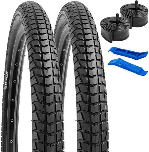 YunSCM 2Pcs Faltbarer 26 Zoll Reifen 26x1.95 Mantel Plus 2Pcs 26 Zoll Schlauch AV32mm Ventil kompatibel 50/54-559 Straßen,Stadt,Mountainbike,Fahrradreifen 26x1.90 26x1.95 26x2.0 und Schlauch