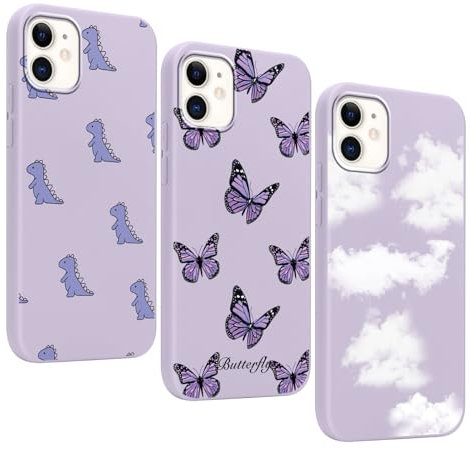 Yoedge 3 Stück Handyhülle für iPhone 11 Hülle 6,1, Schmetterling Muster Design Frauen Mädchen Aesthetic Handyhülle Dünn Weich Schlanke Silikon TPU Flexible Stoßfest Schutzhülle für iPhone 11