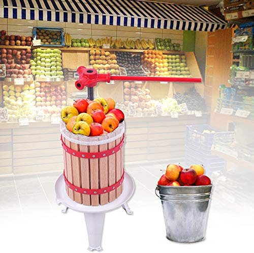 NAIZY Obstpresse Manuell Obstmühle 6L Weinpresse mit Hölzernem Korb Apfelpresse Obsthäcksler Traubenpresse