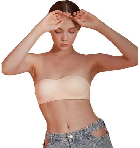 Bcenoilua Femme Soutien-Gorge sans Bretelles Antiglisse Invisible Armatures Rembourré Minimiseur Soutiens-Gorge Bretelle Amovibles Bretelle Push Up Brassière