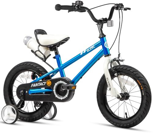 Glerc Kinderfahrrad 16 Zoll Fahrrad mit Stützrädern & Flaschenhalter für 4 5 6 7 8 Jahre alte Jungen und Mädchen, blau