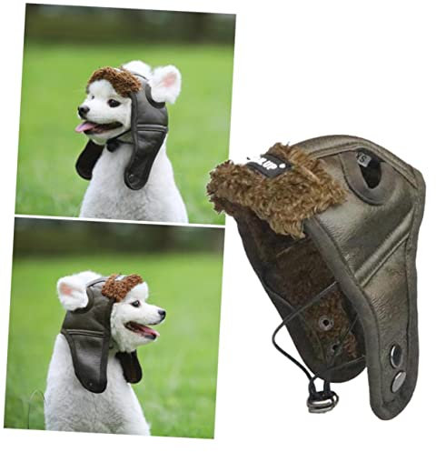Beavorty Kreatives Haustierkostüm Pilotmütze Braun Lustiger Verkleidungshut Für Hund Und Katze Party Fotoshooting Accessoire Einfache Passform Für Nette Tierdeko