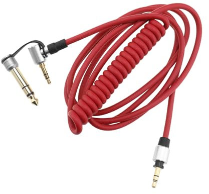 Be In Your Mind 3.5mm to 3.5mm and 6.35mm Replacement Audio Cable Headphone Extension Cable 1.8m Long Compatible with Monster Studio Pro Detox and Solo Red