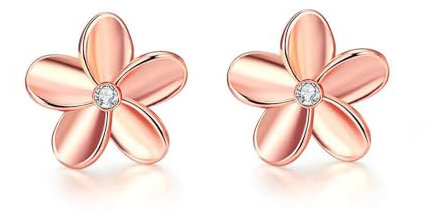 FFWTPY Blumen Ohrstecker Roségold Zirkonia Schmuck Damenohrringe Elegant Stilvoll Ohrringe Blütenform Kristall Ohrstecker
