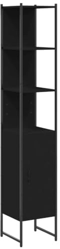 vidaXL Badschrank Schwarz 33x33x185,5 cm Holzwerkstoff