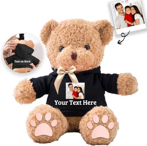 JABECODIFA Osito de Peluche Personalizado con Foto Texto Personalizado, Osito Peluche como Regalo Personalizado para Mujer Hombre en San Valentín Cumpleaños Aniversario (30cm)
