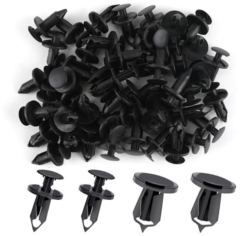 50Pcs Longer Trim Panel Fixing Clips for Carpet Lining,Universal Car Plastic Fasteners for Auto Interior Door,Body Bumper,Dashboard Rivets,Rivet Panel Clips,Trim Clips Kit(Black)