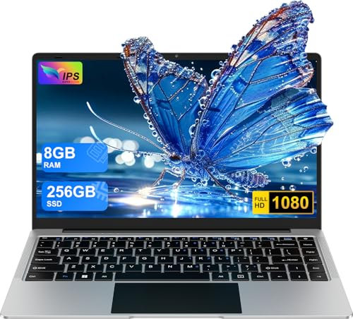 bvate PC Portatile 14 Pollici Computer Portatile 8GB RAM 256GB SSD RPM 600 Notebook Celeron Fino a 2.8Ghz Laptop Win 11 con Mouse Wireless & Adesivi per Tastiera Italiana-Argento