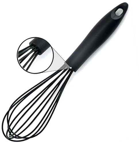 NCCHDZSW Schneebesen Kitchen Whisk Schneebesen Silikon Lebensmittelechtes Antihaftbeschichtete Küchen Schneebesen für Mischen Schlagen Aufschäumen und Rühren (Schwarz)