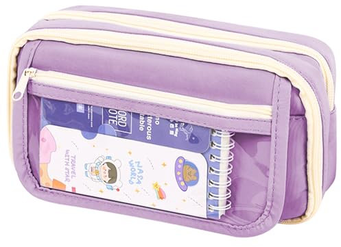 RoxNvm Large Pencil Case Big Capacity, Special Pencil Case for Girls with 9 Compartments, Waterproof Pencilcase Large Capacity, Cute Aesthetic Pencil Case, Pen Case for Teen Boys Girls Adult(Purple)