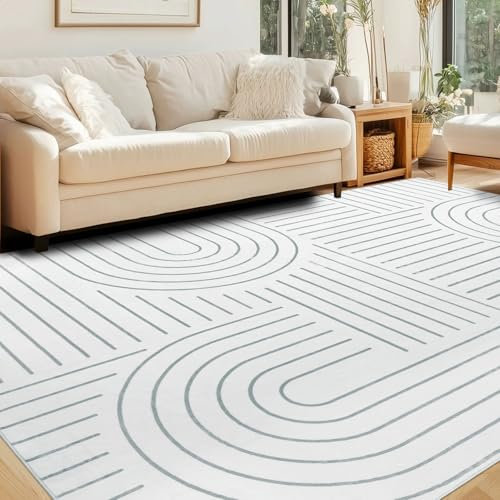 Homcomodar Teppich Wohnzimmer 160x230cm Grau Teppiche Schlafzimmer Kurzflor Teppich Waschbar Ultradünner Teppiche Kinderzimmer für Wohnzimmer Esszimmer