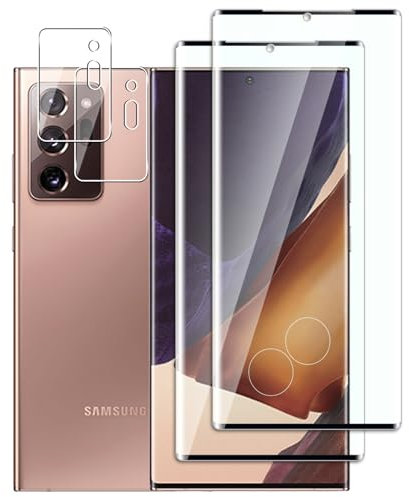 Dlxiks 2 Pièces Verre Trempé Pour Samsung Galaxy Note 20 Ultra avec 2 Pièces Caméra Arrière Protecteur,HD Transparent, Dureté 9H-sans Bulles d'air-Anti Rayures Film Protection écran