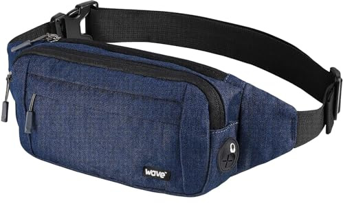 Wave Waist Bag | Unisex Adjustable Bumbag | Waterproof, Lightweight, Adjustable Belt, Perfect for Hiking, Running, and Travel | Navy