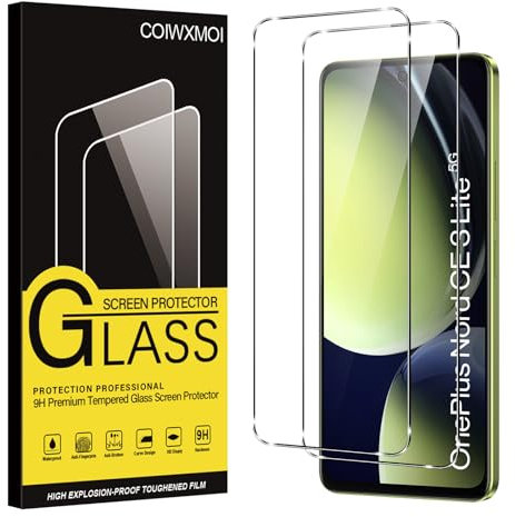 Coiwxmoi 2 Pezzi Vetro Temperato per OnePlus Nord CE 3 Lite 5G 6,72,HD Chiaro Ultra Trasparente, Ultra Resistente, Durezza 9H, Senza Bolle,Anti Graffio Pellicola Prottetiva per OnePlus Nord CE 3 Lite