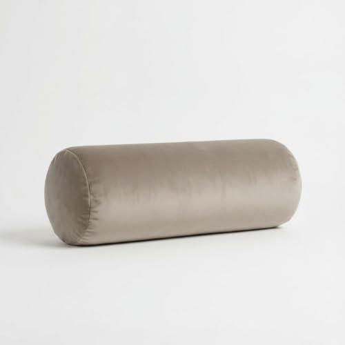 Kosiproducts Round Bolster Cushion Lumbar Support Plush Velvet Pillow Neck Relaxing Soft Virgin Hollow Fibre Filling Roll [75cmx25cm, Oyster]