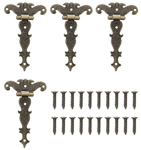 Guador Cerniere Antiche in Metallo Confezioni Porta Cerniere Tavolo Pieghevole Cerniere Armadio Cerniere in Ferro Mini Cerniere Piccole 4 Cerniere Ribaltabili Pieghevoli 112 * 69mm con 20 Viti