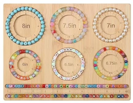Bead Board, 11.4×7.9Inch Wooden Jewelry Beading Tray DIY Jewelry Measurement Design Tool for Bracelet Necklace Making