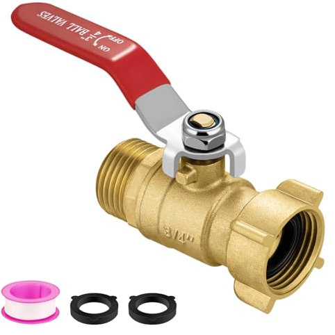 Gartenschlauch-Absperrventil, massives Messing, 1,9 cm GHT Wasserschlauch-Absperrventil, robuster Schlauch-Kugelhahn mit 360 Grad drehbarem Drehgelenk