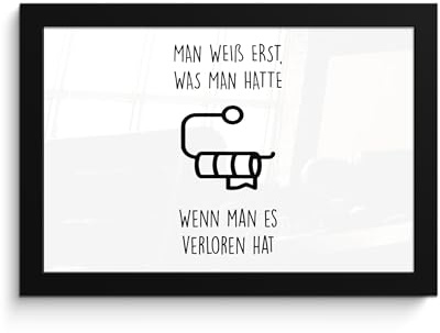 MuchoWow© Bilder mit Rahmen Poster Wanddekoration Wohnzimmer Deko Modern | 30x20 cm - Geschenke Bilderrahmen Zitate - Weiß - Toilettenpapier - Humor