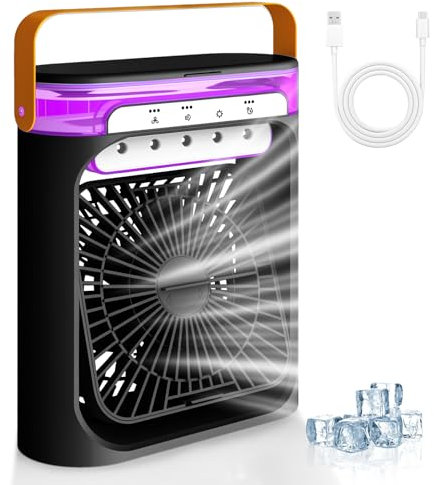 Climatizadores portátiles aire 4 en 1, humidificador purificador enfriador de aire y ventilador, 3 velocidades