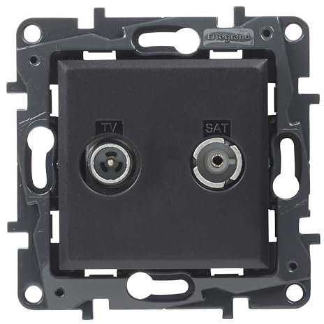LEGRAND Toma TV-R/SAT Intermedias componible para instalación empotrada, Gama Niloé Step, Color Antracita, 398317