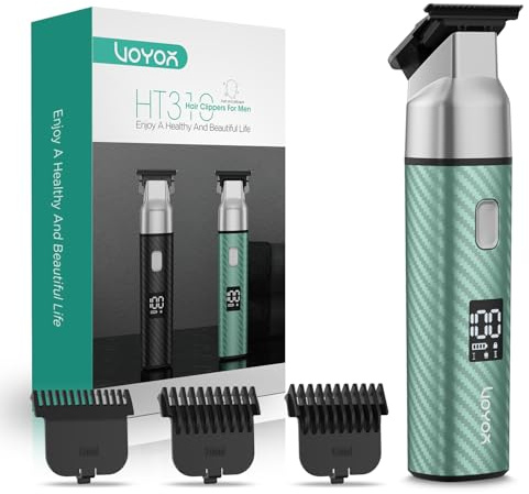 VOYOR Rasoio Elettrico Corpo Uomo, Impermeabile Depilatore Corpo Uomo Verde | Motore Potente, Lame in Ceramica, Pettine Regolabile, Ricarica USB-C, 160 Min di Autonomia, Blocco da Viaggio