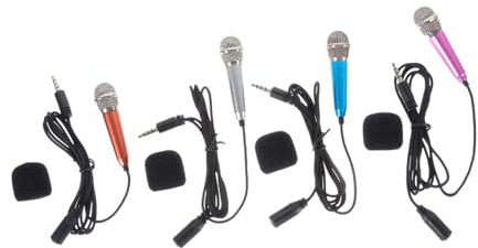 VANZACK 4pcs Portable Singing Microphone Kit Handheld Microphone for Phone Laptop Karaoke