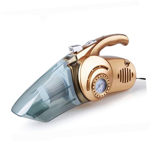 TOPPERFUN Aspiradora De Mano Portátil Alta Potencia Aspiración Seca y Húmeda Plumero Coche Luz Led Dorada