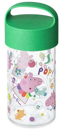 Koziol BUDDY SNACK 0,5 PEPPA PIG POP Snackpot/Trinkflasche | für Kinder | große Öffnung, robust, spülmaschinengeeignet | für Snacks & Getränke | Schule, Kindergarten, Kita (organic spring green)