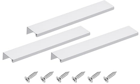QUARKZMAN 3 Stück Schrankgriffe, 200mm Möbelgriffe Griffe für Küchenschränke, Küchengriffe Türgriffefür Schubladen und Schrank - Silber