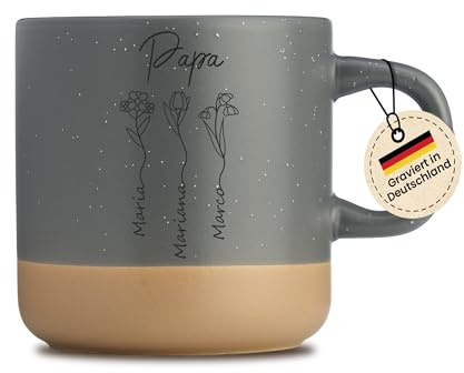 LIEBTASTISCH - Personalisierte Tasse mit Gravur Bester Papa - Papa Geschenk - Geburtstagsgeschenk - Vatertagsgeschenk - Geschenkidee - Kaffeetasse - Grau