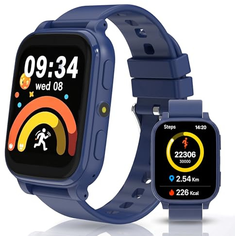 Reloj Inteligente Niños con 18 Juegos, 1,83 Smartwatch Niños con Podómetro | Monitor de Sueño, DIY Esfera, Despertador, Temporizador, Cronómetro, Calendario y LED Linterna, Regalo Reloj Niñas Niños