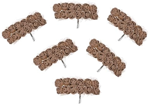 sourcing map 288 Pcs Mini Artificial Rose Flower Heads and Stem, Soft Stem Fake Roses Flowers with Gauze for Crafts DIY Wedding Bouquets, Hair Clips, Cake Toppers, Home Decorations, Coffee