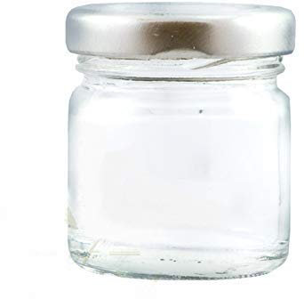 Pack of 100 41ml Mini Glass Jam Jars (1.5oz) including Twist Off lids - Perfect for Jam, Marmalade, Preserves, Sample Pots and more. (Silver Lid, Pack of 100)