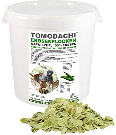 Erbsenflocken Hund, Barf Gemüse, Naturprodukt, Ergänzungsfutter Hund, Verdauung, Stoffwechsel, Immunsystem,reich an Proteinen, Mineralien, kalorienarmes Diätfutter, Tomodachi Erbsenflocken 2kg Eimer