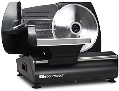 Elite Gourmet EMT-625B Ultimate Precision Electric Deli Food Meat Slicer Removable Stainless Steel Blade, Adjustable Thickness, Ideal for Cold Cuts, Hard Cheese, Vegetables & Bread, 7.5”, Black