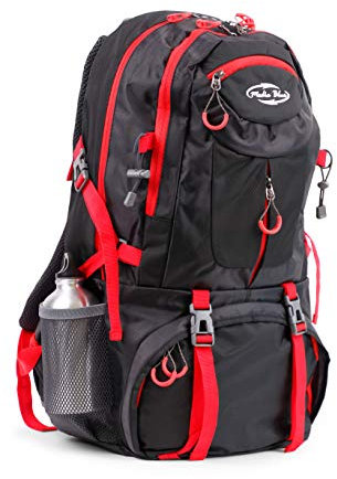 Mediablue 50L Bergsteigen Backpack Outdoor Leicht Rucksack Klettern Wanderrucksack Reise Sport Tagesrucksack Camping Trekkingrucksack Fahrrad (Schwarz, 50 Liter)