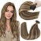 Hetto U Tip Hair Extensions Human Hair Dark Brown with Caramel Blonde Utip Extensions Keratin Bond Hot Fusion 20In 50s/50g #P4/27