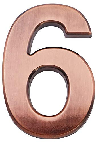 3.9 Inch House Numbers- ABS Engineering Plastics - 1 Pc Self-Adhesive Numbers for Apartment, Hotel, Door, Waterproof Brass Address Number 6
