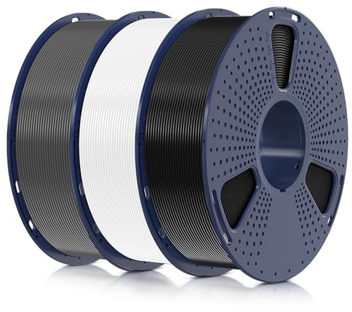 SUNLU 3KG PLA Plus 3D Drucker Filament, PLA+ Filament 1.75mm, Maßgenauigkeit +/- 0.02 mm, 1kgSpule(2.2Pfund), Insgesamt 3kg, PLA Plus Filament (Schwarz+Weiß+Grau)