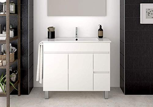 DUCHA.ES Mueble DE BAÑO con Lavabo Y TOALLERO (Espejo y grifería no Incluido) 70CM Blanco