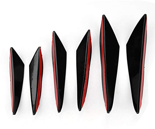 Séparateur de becquet de lèvre avant, 6 pièces noir brillant de voiture pare-chocs avant coupe-vent couteau garnitures barre avant universelle Avant Becquet Canards