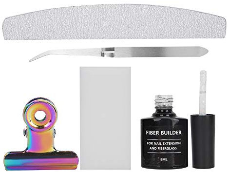 Lime à ongles, gel d'extension en fibre de verre de soie non tissée avec pince à épiler et pince en forme pour nail art femmes et hommes