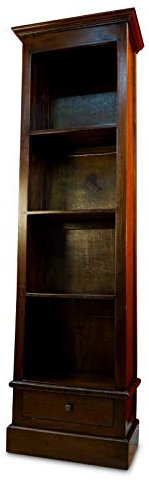 Kinaree Mahagoni Bücherregal Rochester - Regal Massivholz - 180cm Kolonial Stil Regal mit Schublade