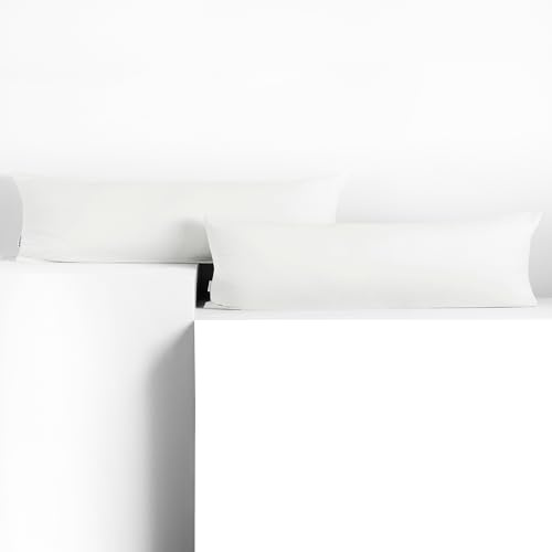 DecoKing 2 Kissenbezüge 40x200 cm Jersey 100% gekämmte Baumwolle Amber | Reißverschluss weiß