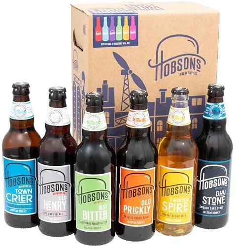 Hobsons Premium Craft Mixed Beers Gift Set with 6 x 500ml Bottles brewed in Shropshire a perfect present, Birthday beer or gift for real ale lovers