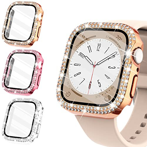 Wingle Compatible con Apple Watch caso de 38 mm, 40 mm, 42 mm, 44 mm, oro rosa, transparente (solo para 44 mm)